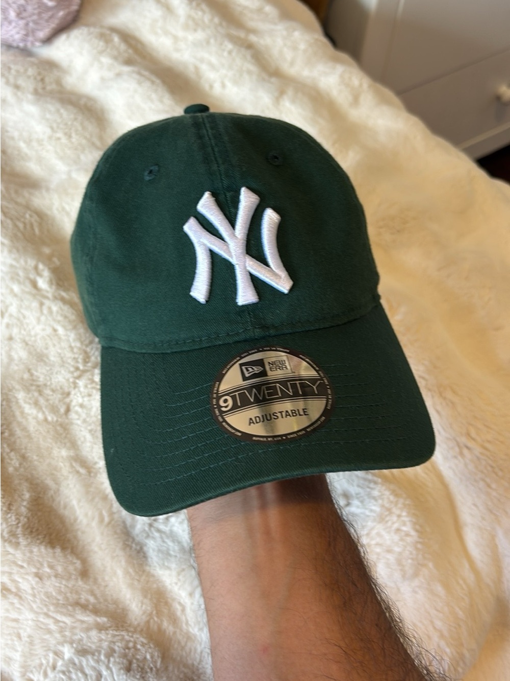 New Era Dark Green/White 9TWENTY NY Logo Adjustable Cap